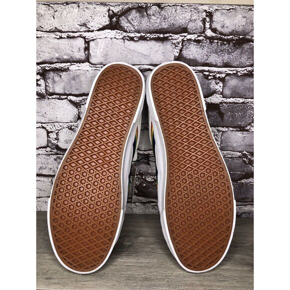 Vans 507452 White Canvas Rainbow Embroidered Lace Sneaker Shoes Men Sz 13M US/47 - Picture 8 of 16